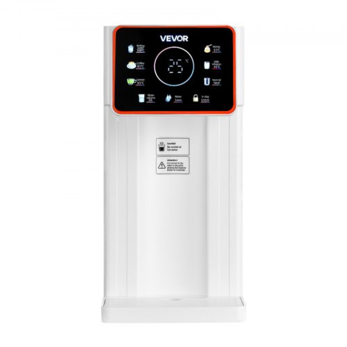 VEVOR Instant Hot Water Dispenser, Countertop Boiling Water Dispenser με ρυθμιζόμενες 6 θερμοκρασίες & 8 όγκους νερού, αφαιρούμενο δοχείο νερού 101oz(3L), Γρήγορη θέρμανση με οθόνη αφής & Παιδική κλειδαριά για το σπίτι