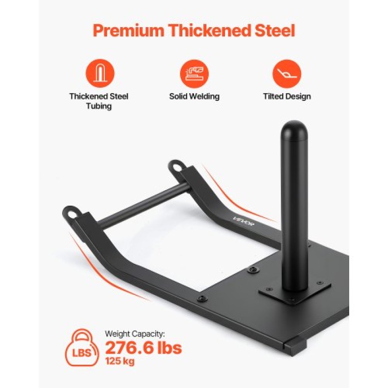 VEVOR Weight Sled, Steel Power Sled, Fitness Strength Training Sleds for Athletic Exercise Improvement Speed, Workout Fitness Equipment with Harness, Συμβατό με πλάκες βάρους 25/51 mm, Μαύρο