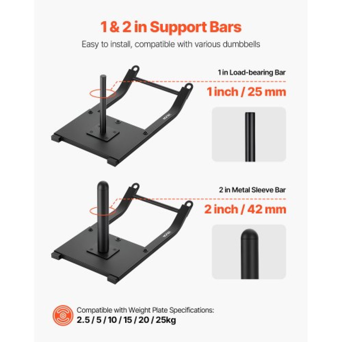 VEVOR Weight Sled, Steel Power Sled, Fitness Strength Training Sleds for Athletic Exercise Improvement Speed, Workout Fitness Equipment with Harness, Συμβατό με πλάκες βάρους 25/51 mm, Μαύρο