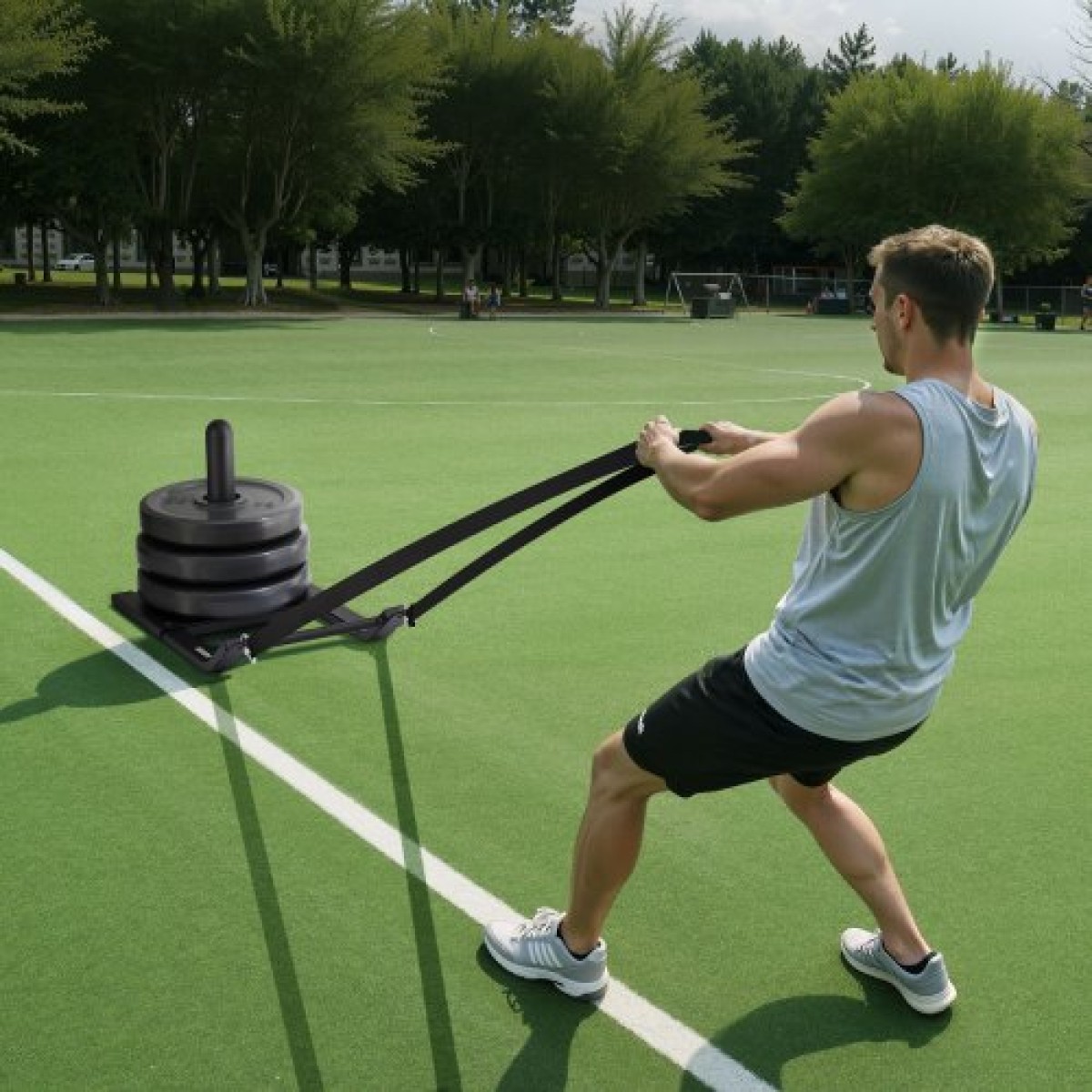VEVOR Weight Sled, Steel Power Sled, Fitness Strength Training Sleds for Athletic Exercise Improvement Speed, Workout Fitness Equipment with Harness, Συμβατό με πλάκες βάρους 25/51 mm, Μαύρο