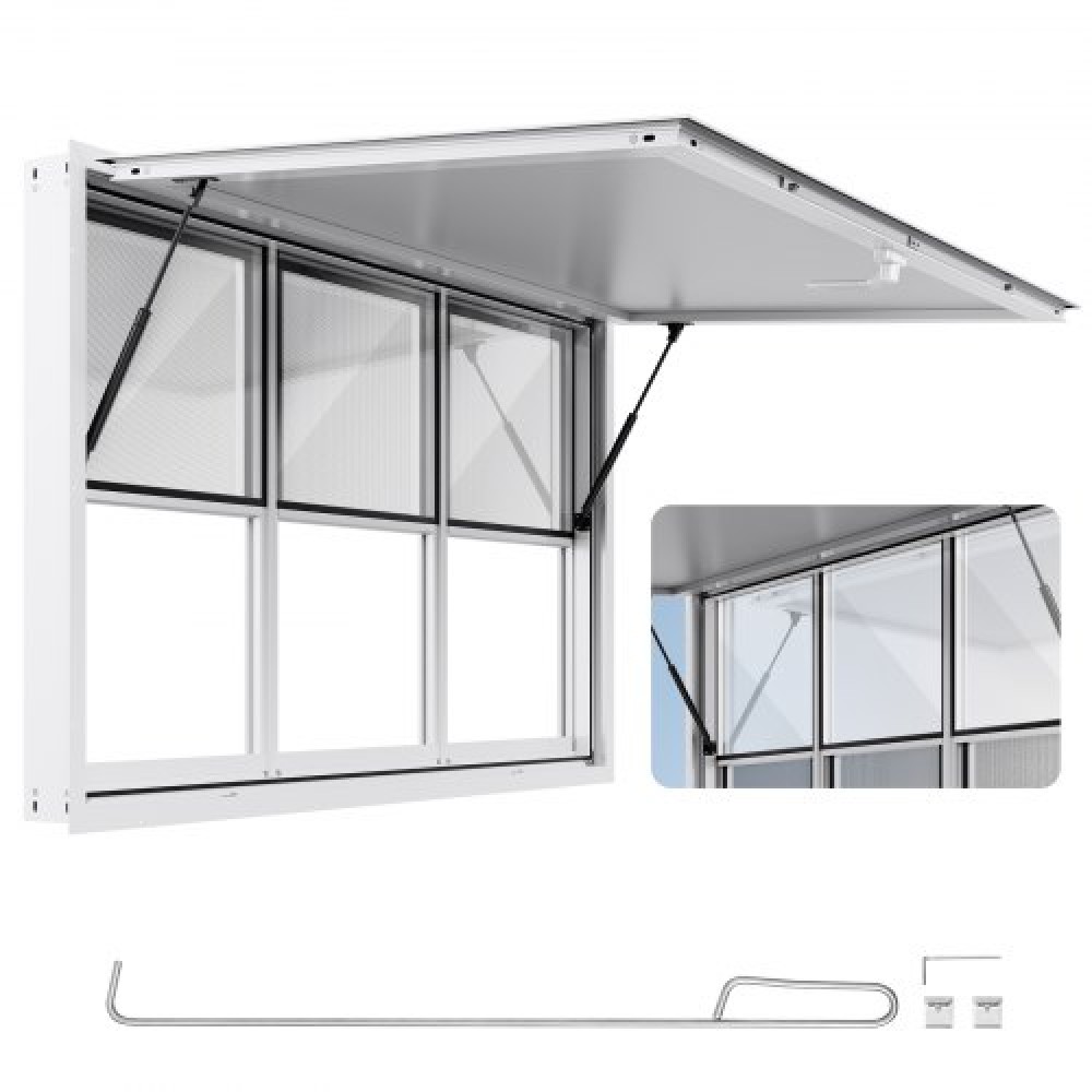 Παράθυρο παραχώρησης VEVOR 152x92 cm, Παράθυρο σέρβις από κράμα αλουμινίου για φορτηγό τροφίμων, παράθυρο σερβιρίσματος με βάση μέχρι 85 μοίρες με 6 συρόμενα παράθυρα, τέντα πόρτα και γάντζο μεταφοράς, για ρυμουλκούμενα παραχώρησης