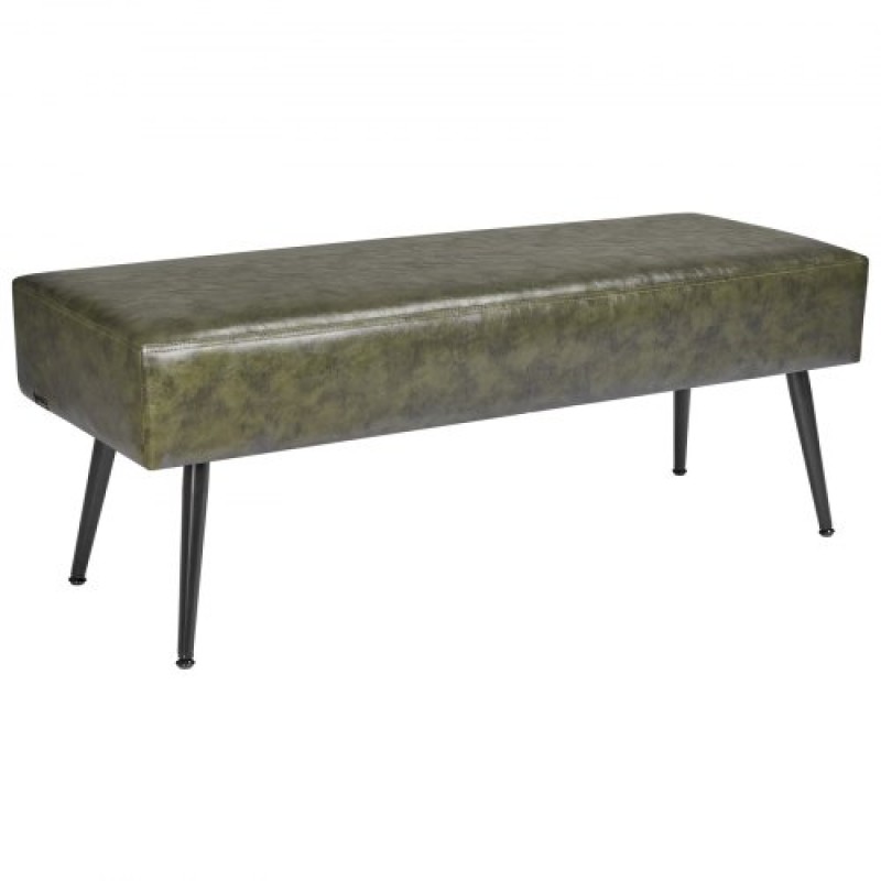 VEVOR PU Leather Bedroom Bench with Metal Legs Shoe Bench for Entryway Green