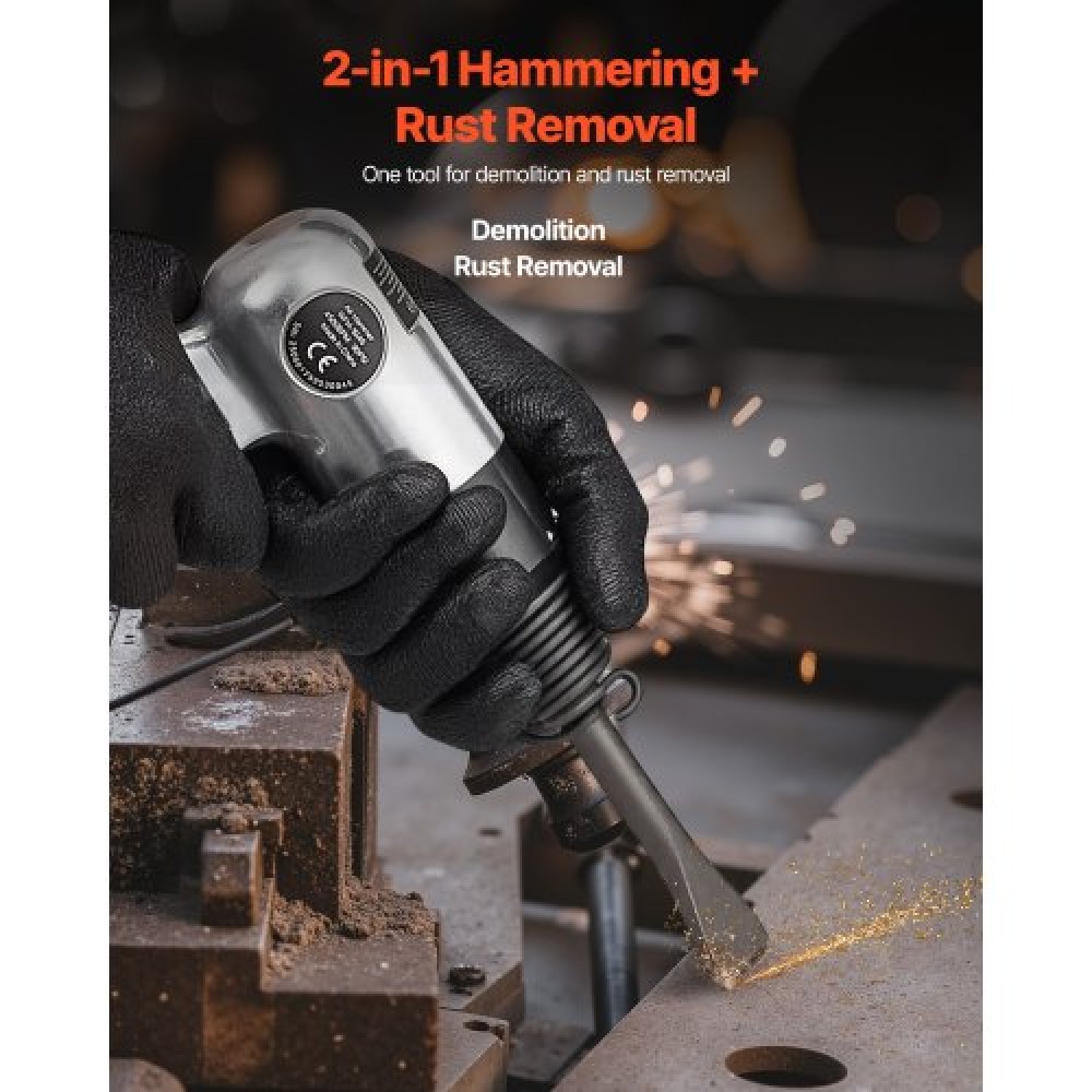 VEVOR Air Hammer, 4500BPM Pneumatic Hammer with Rust Removal Air Needle Scaler & 4PCS Chisels Στρογγυλό στέλεχος, Ελαφρύ και συμπαγές πεπιεσμένο πεπιεσμένο πτερύγιο αέρα σμίλης για κοπή απόξεσης κατεδάφισης