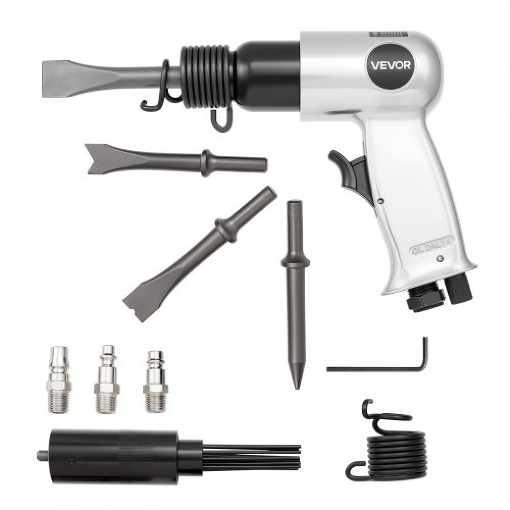 VEVOR Air Hammer, 4500BPM Pneumatic Hammer with Rust Removal Air Needle Scaler & 4PCS Chisels Στρογγυλό στέλεχος, Ελαφρύ και συμπαγές πεπιεσμένο πεπιεσμένο πτερύγιο αέρα σμίλης για κοπή απόξεσης κατεδάφισης