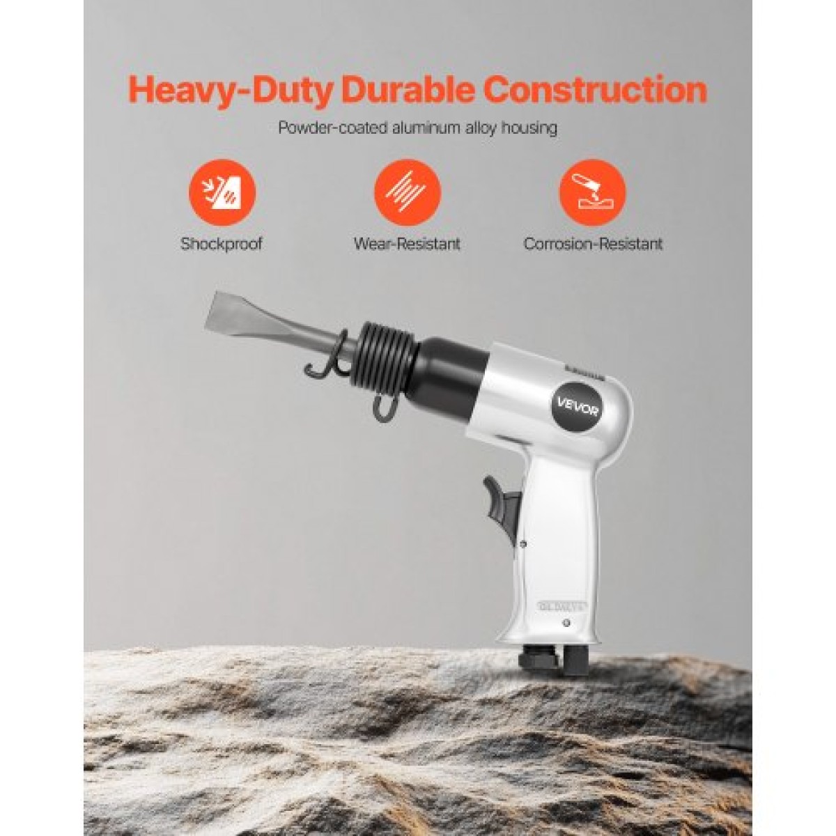 VEVOR Air Hammer, 4500BPM Pneumatic Hammer with Rust Removal Air Needle Scaler & 4PCS Chisels Στρογγυλό στέλεχος, Ελαφρύ και συμπαγές πεπιεσμένο πεπιεσμένο πτερύγιο αέρα σμίλης για κοπή απόξεσης κατεδάφισης