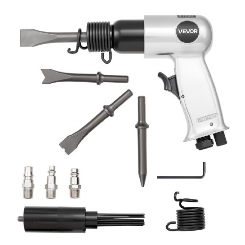 VEVOR Air Hammer, 4500BPM Pneumatic Hammer with Rust Removal Air Needle Scaler & 4PCS Chisels Στρογγυλό στέλεχος, Ελαφρύ και συμπαγές πεπιεσμένο πεπιεσμένο πτερύγιο αέρα σμίλης για κοπή απόξεσης κατεδάφισης