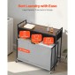 VEVOR 3 Section Laundry Sorter, Rolling Laundry Hammper με 2 συρτάρια, γάντζους & ρόδες, Rolling Basket Organizer Αποθήκευση με συρόμενους σάκους και ξύλινο επιτραπέζιο για βρώμικα ρούχα, μπάνιο