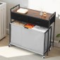 VEVOR 3 Section Laundry Sorter, Rolling Laundry Hammper με 2 συρτάρια, γάντζους & ρόδες, Rolling Basket Organizer Αποθήκευση με συρόμενους σάκους και ξύλινο επιτραπέζιο για βρώμικα ρούχα, μπάνιο