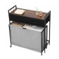 VEVOR 3 Section Laundry Sorter, Rolling Laundry Hammper με 2 συρτάρια, γάντζους & ρόδες, Rolling Basket Organizer Αποθήκευση με συρόμενους σάκους και ξύλινο επιτραπέζιο για βρώμικα ρούχα, μπάνιο