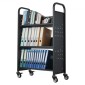 Καρότσι βιβλίων VEVOR Rolling Library, Χωρητικότητα 150 kg, 77 x 38 x 122 cm Καρότσι βιβλιοθήκης, Ράφια μονής όψης σε σχήμα V με ρόδες 76,2 mm που κλειδώνουν, φορτηγό βιβλίου για ράφια σπιτιού γραφείου και σχολείου, Μαύρο
