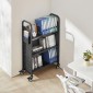 Καρότσι βιβλίων VEVOR Rolling Library, Χωρητικότητα 150 kg, 77 x 38 x 122 cm Καρότσι βιβλιοθήκης, Ράφια μονής όψης σε σχήμα V με ρόδες 76,2 mm που κλειδώνουν, φορτηγό βιβλίου για ράφια σπιτιού γραφείου και σχολείου, Μαύρο