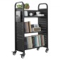 Καρότσι βιβλίων VEVOR Rolling Library, Χωρητικότητα 150 kg, 77 x 38 x 122 cm Καρότσι βιβλιοθήκης, Ράφια μονής όψης σε σχήμα V με ρόδες 76,2 mm που κλειδώνουν, φορτηγό βιβλίου για ράφια σπιτιού γραφείου και σχολείου, Μαύρο