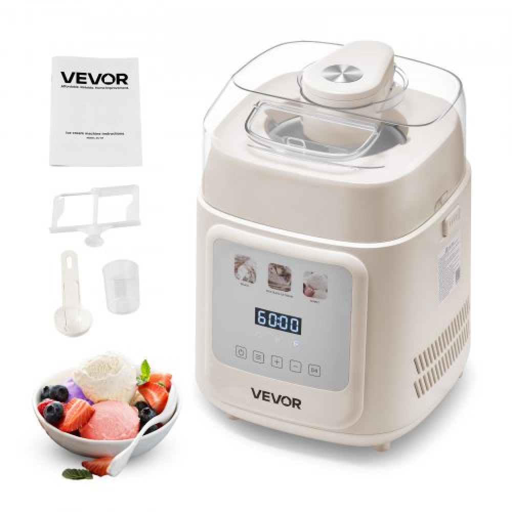 Αυτόματη παγωτομηχανή VEVOR Upright με ενσωματωμένο συμπιεστή, 1L Μηχανή παγωτού χωρίς προκαταψύξη & παγωτομηχανή γιαουρτιού, Ηλεκτρική μηχανή σορμπέ 4 τρόπων, παγωτομηχανή συμπιεστή για το σπίτι