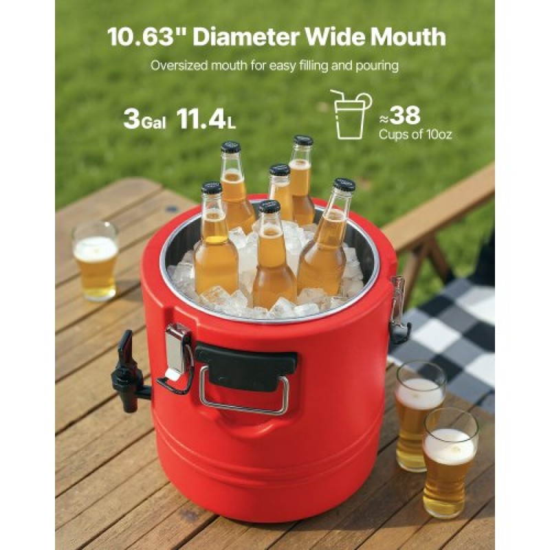 VEVOR Insulated Beverage Dispenser for Hot & Cold Drinks 3 Gal/11.4L Cooler Jug