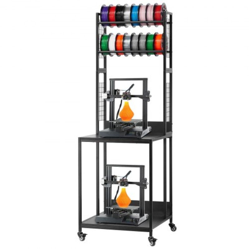 Βάση αποθήκευσης νήματος VEVOR 3D Printer, Βάση 3D εκτυπωτών 4 επιπέδων με αποθήκευση νήματος, Ράφια βάσης καρούλια Καρότσι με ρόδες, νήματα Οργανωμένα για σταθμό τρισδιάστατης εκτύπωσης, γραφείο, εργαστήριο (μόνο σε ράφι)