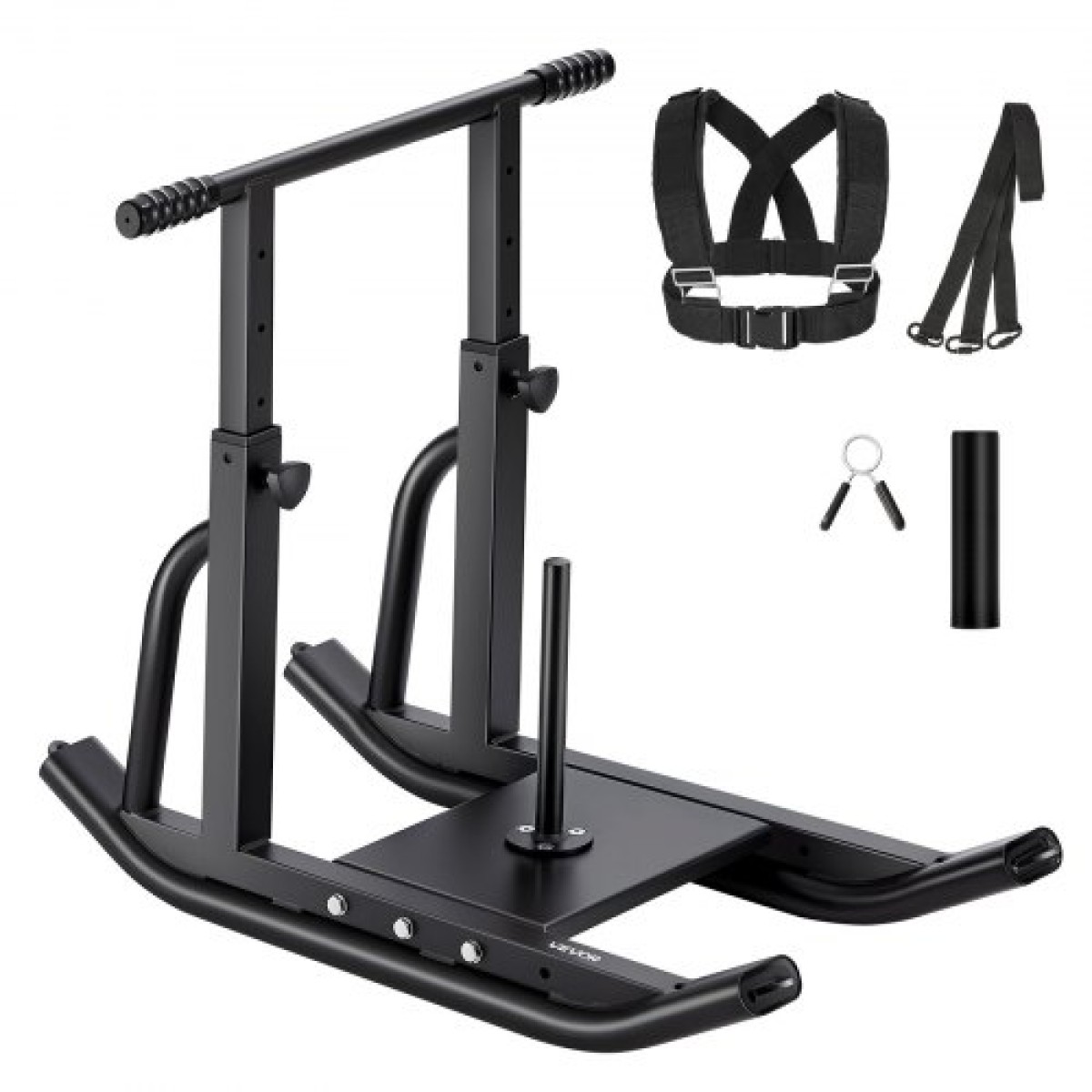 Sled VEVOR Weight Sled, Steel Power Sled, Fitness Training Sleds for Athletic Exercise Implementing Speed, Εξοπλισμός προπόνησης με ρυθμιζόμενη λαβή ύψους, συμβατό με πλάκες βάρους 25/51 mm, μαύρο