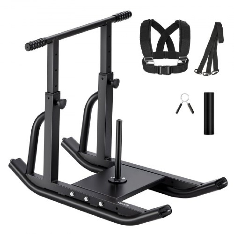 Sled VEVOR Weight Sled, Steel Power Sled, Fitness Training Sleds for Athletic Exercise Implementing Speed, Εξοπλισμός προπόνησης με ρυθμιζόμενη λαβή ύψους, συμβατό με πλάκες βάρους 25/51 mm, μαύρο