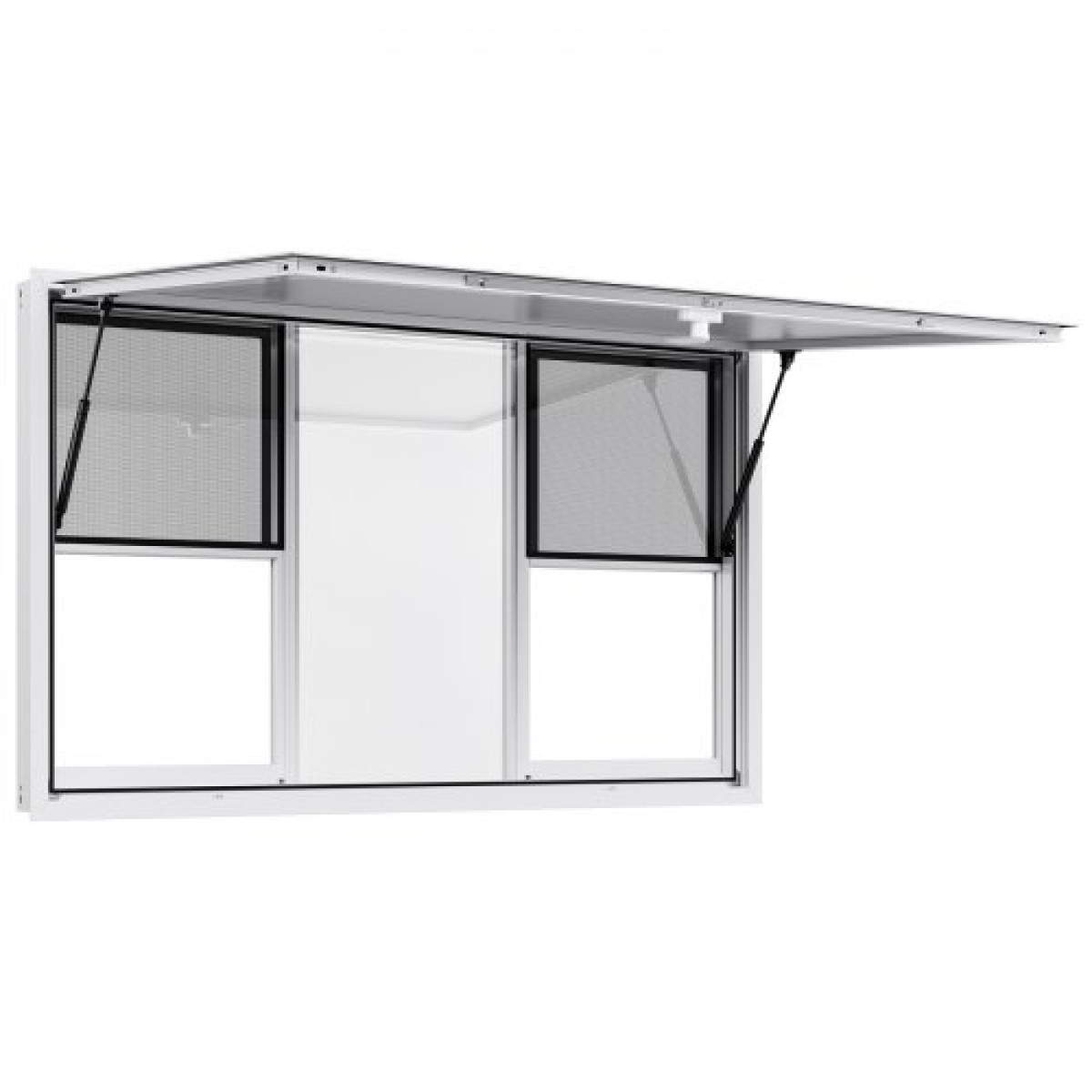Παράθυρο παραχώρησης VEVOR 152x92 cm, Παράθυρο σέρβις από κράμα αλουμινίου για φορτηγό τροφίμων, παράθυρο σερβιρίσματος με βάση μέχρι 85 μοίρες με 6 συρόμενα παράθυρα, τέντα πόρτα και γάντζο μεταφοράς, για ρυμουλκούμενα παραχώρησης