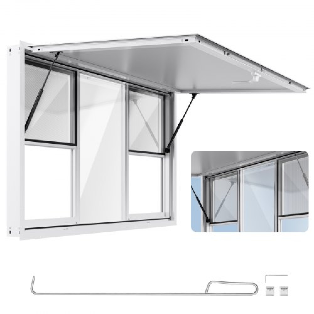 Παράθυρο παραχώρησης VEVOR 152x92 cm, Παράθυρο σέρβις από κράμα αλουμινίου για φορτηγό τροφίμων, παράθυρο σερβιρίσματος με βάση μέχρι 85 μοίρες με 6 συρόμενα παράθυρα, τέντα πόρτα και γάντζο μεταφοράς, για ρυμουλκούμενα παραχώρησης