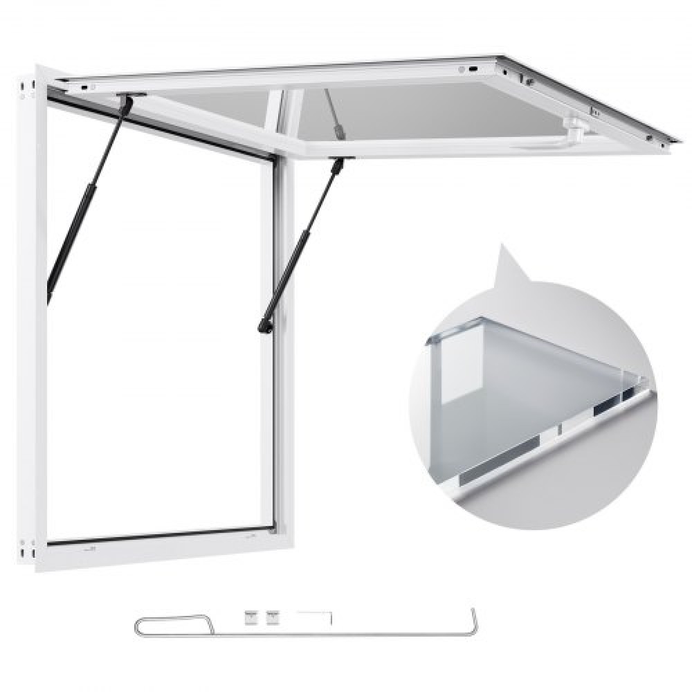 Παράθυρο παραχώρησης VEVOR 92x92 cm, Παράθυρο σέρβις σκελετού από κράμα αλουμινίου για φορτηγό τροφίμων, παράθυρο σερβιρίσματος έως 85 μοιρών με τέντα πόρτα και γάντζο, ανθεκτικό στο νερό της βροχής για ρυμουλκούμενα παραχώρησης