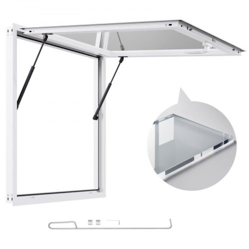 Παράθυρο παραχώρησης VEVOR 92x92 cm, Παράθυρο σέρβις σκελετού από κράμα αλουμινίου για φορτηγό τροφίμων, παράθυρο σερβιρίσματος έως 85 μοιρών με τέντα πόρτα και γάντζο, ανθεκτικό στο νερό της βροχής για ρυμουλκούμενα παραχώρησης