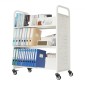 Καρότσι βιβλίων VEVOR Rolling Library, Χωρητικότητα 150 kg, 97 x 51,5 x 122,5 cm Καρότσι βιβλιοθήκης, Ράφια διπλής όψης σε σχήμα W με 76,2 mm που κλειδώνουν τροχούς, φορτηγό βιβλίων για ράφια σπιτιού γραφείου και σχολείου, Λευκό