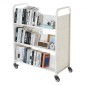 Καρότσι βιβλίων VEVOR Rolling Library, Χωρητικότητα 150 kg, 97 x 51,5 x 122,5 cm Καρότσι βιβλιοθήκης, Ράφια διπλής όψης σε σχήμα W με 76,2 mm που κλειδώνουν τροχούς, φορτηγό βιβλίων για ράφια σπιτιού γραφείου και σχολείου, Λευκό