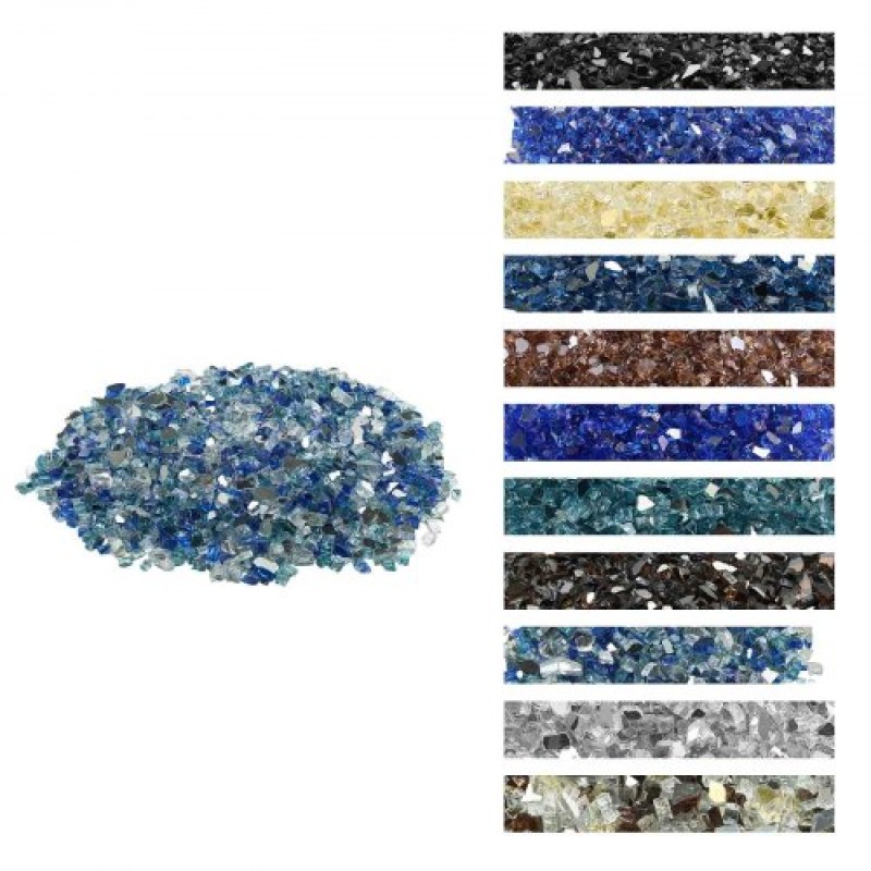 VEVOR 10 LBS Fire Glass 1/2-Inch Fireplace Glass Rocks for Fire Pit 3 Colors