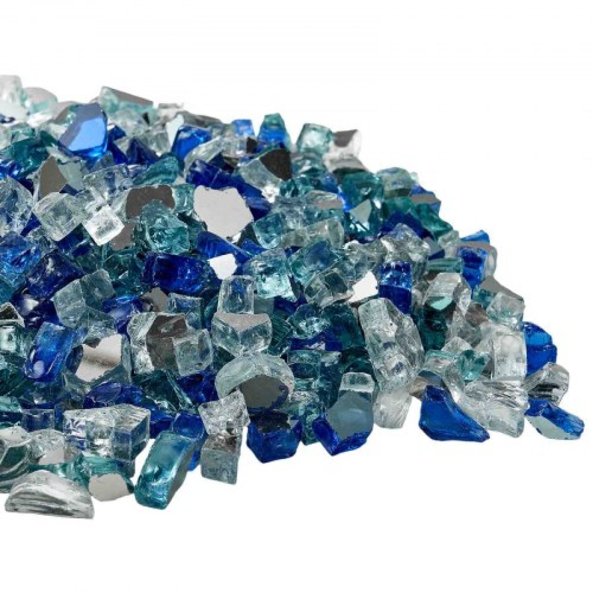 VEVOR Fire Glass, 10 LBS / 4,5 KG Τζάκι Rocks, 1/2-Inch / 12,7 mm Reflective Firepit Glass Rock, High Luster & Smokeless Stone Landscaping for Fire Pit table, Cobalt Blue + Aqua Blue + Clear