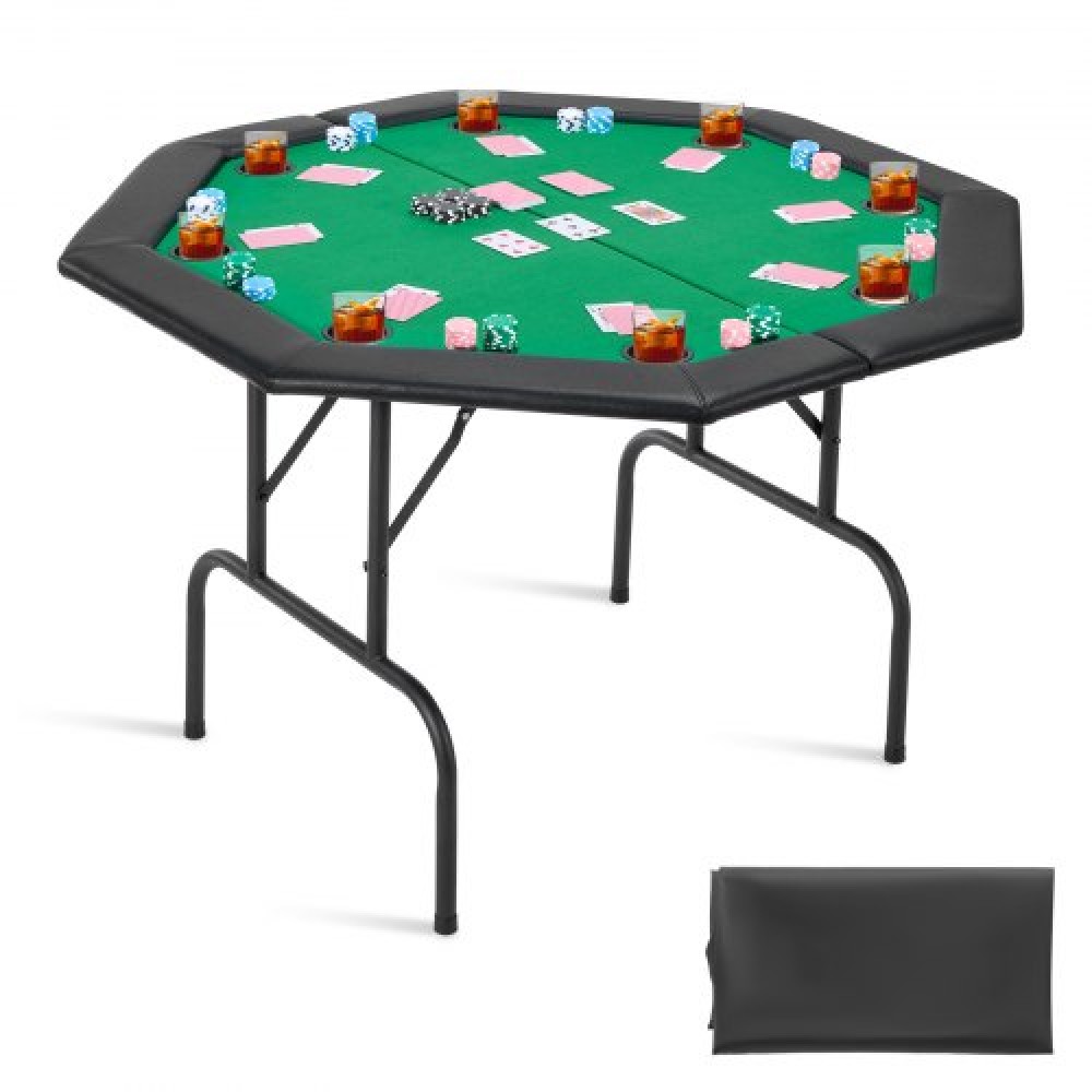 VEVOR 1220 mm Folding Poker Table Foldable 8 Player Casino Texas Holdem Table