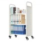Καρότσι βιβλίων VEVOR Rolling Library, Χωρητικότητα 150 kg, 77 x 38 x 122 cm Καρότσι βιβλιοθήκης, Ράφια σε σχήμα L μονής όψης με ρόδες που κλειδώνουν 76,2 mm, φορτηγό βιβλίου για ράφια σπιτιού γραφείου και σχολείου, λευκό