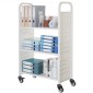Καρότσι βιβλίων VEVOR Rolling Library, Χωρητικότητα 150 kg, 77 x 38 x 122 cm Καρότσι βιβλιοθήκης, Ράφια σε σχήμα L μονής όψης με ρόδες που κλειδώνουν 76,2 mm, φορτηγό βιβλίου για ράφια σπιτιού γραφείου και σχολείου, λευκό