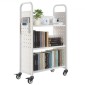 Καρότσι βιβλίων VEVOR Rolling Library, Χωρητικότητα 150 kg, 77 x 38 x 122 cm Καρότσι βιβλιοθήκης, Ράφια σε σχήμα L μονής όψης με ρόδες που κλειδώνουν 76,2 mm, φορτηγό βιβλίου για ράφια σπιτιού γραφείου και σχολείου, λευκό