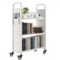 Καρότσι βιβλίων VEVOR Rolling Library, Χωρητικότητα 150 kg, 77 x 38 x 122 cm Καρότσι βιβλιοθήκης, Ράφια σε σχήμα L μονής όψης με ρόδες που κλειδώνουν 76,2 mm, φορτηγό βιβλίου για ράφια σπιτιού γραφείου και σχολείου, λευκό