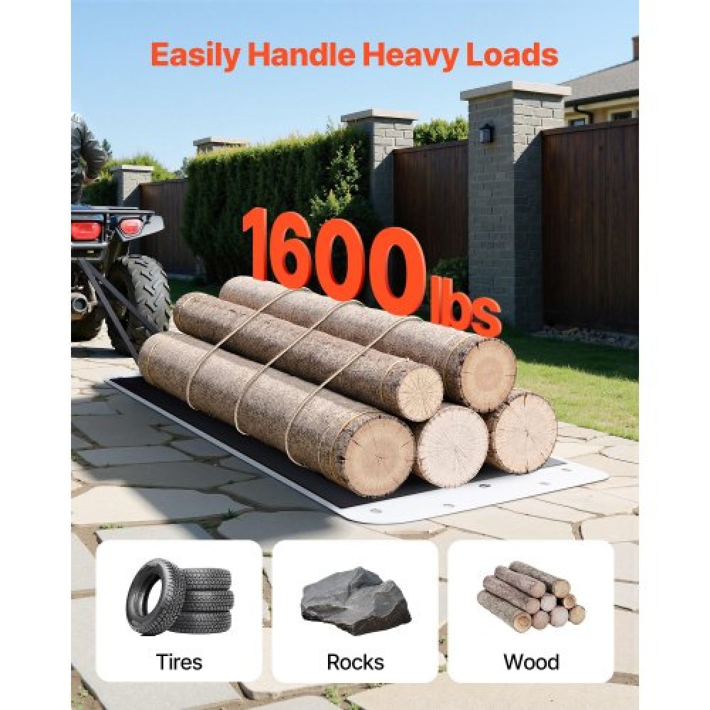 VEVOR Yard Drag Sled, 280 x 101,5 cm, 725 kg έλκηθρο βαρέως τύπου, PE Drag Glider με σχοινιά & καλώδιο έλξης, Μεταφορέας παιχνιδιών διπλής χρήσης για ψάρεμα στον πάγο με καυσόξυλα, Συμβατό με ATVs UTV Τρακτέρ