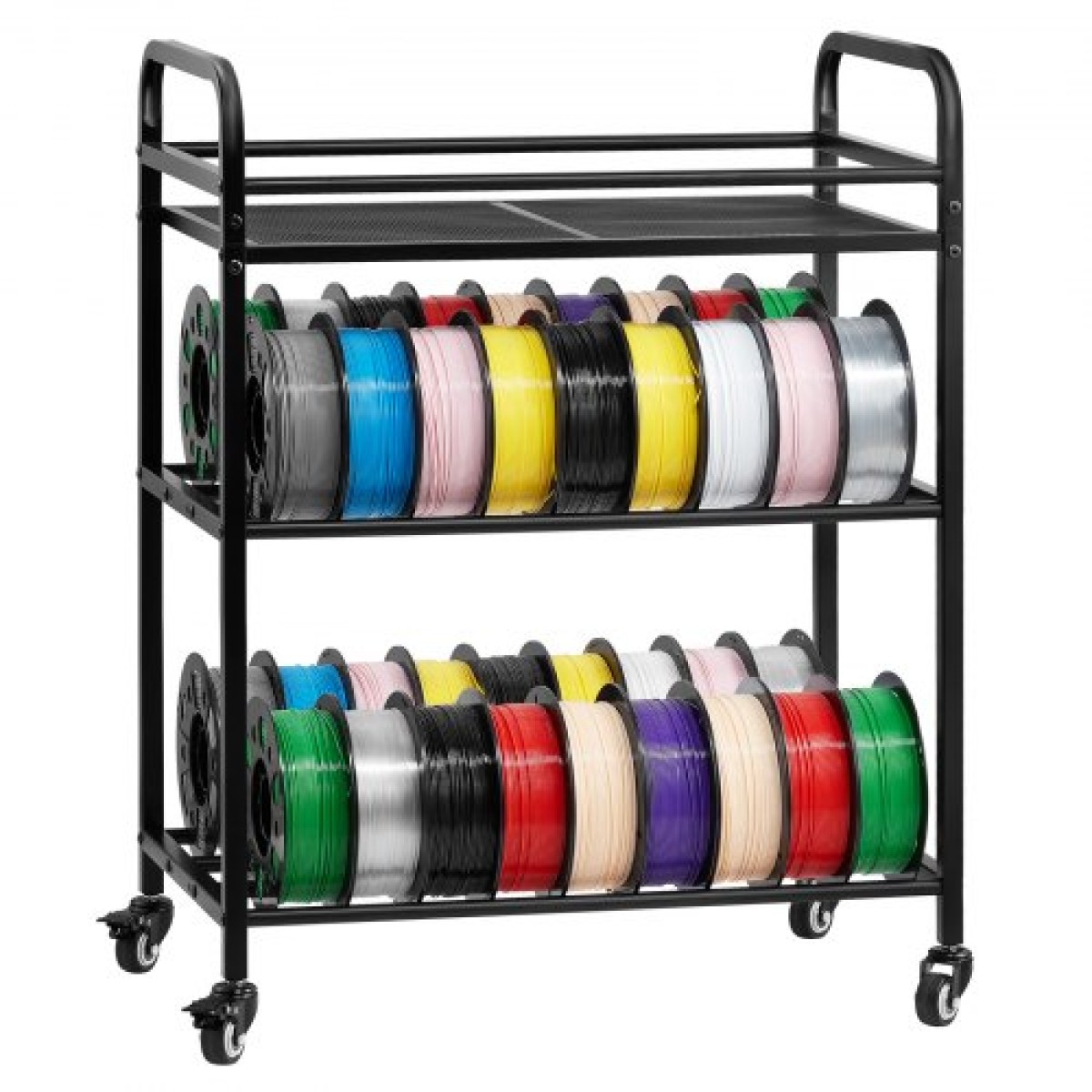 Ράφι αποθήκευσης νήματος VEVOR 3D Printer, ράφι αποθήκευσης βαρέως τύπου 3 επιπέδων, βάσεις στήριξης κυλιόμενων νημάτων με ρόδες, νήματα οργανωμένα για σταθμό τρισδιάστατης εκτύπωσης, γραφείο, εργαστήριο (μόνο σε ράφι)