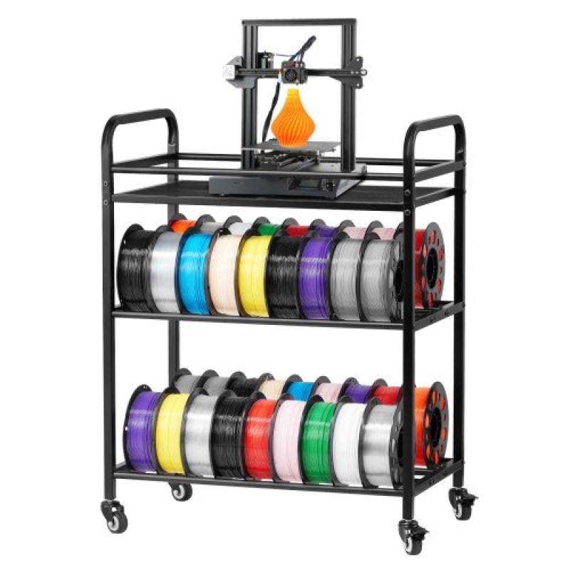 Ράφι αποθήκευσης νήματος VEVOR 3D Printer, ράφι αποθήκευσης βαρέως τύπου 3 επιπέδων, βάσεις στήριξης κυλιόμενων νημάτων με ρόδες, νήματα οργανωμένα για σταθμό τρισδιάστατης εκτύπωσης, γραφείο, εργαστήριο (μόνο σε ράφι)