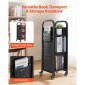 Καρότσι βιβλίων VEVOR Rolling Library, Χωρητικότητα 100 kg, 32 x 35 x 93,5 cm Καρότσι βιβλιοθήκης, Ράφια σε σχήμα L μονής όψης με ρόδες που κλειδώνουν 50,8 mm, φορτηγό βιβλίων για ράφια σπιτιού γραφείου και σχολείου, Μαύρο