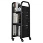 Καρότσι βιβλίων VEVOR Rolling Library, Χωρητικότητα 100 kg, 32 x 35 x 93,5 cm Καρότσι βιβλιοθήκης, Ράφια σε σχήμα L μονής όψης με ρόδες που κλειδώνουν 50,8 mm, φορτηγό βιβλίων για ράφια σπιτιού γραφείου και σχολείου, Μαύρο