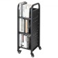 Καρότσι βιβλίων VEVOR Rolling Library, Χωρητικότητα 100 kg, 32 x 35 x 93,5 cm Καρότσι βιβλιοθήκης, Ράφια σε σχήμα L μονής όψης με ρόδες που κλειδώνουν 50,8 mm, φορτηγό βιβλίων για ράφια σπιτιού γραφείου και σχολείου, Μαύρο