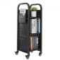 Καρότσι βιβλίων VEVOR Rolling Library, Χωρητικότητα 100 kg, 32 x 35 x 93,5 cm Καρότσι βιβλιοθήκης, Ράφια σε σχήμα L μονής όψης με ρόδες που κλειδώνουν 50,8 mm, φορτηγό βιβλίων για ράφια σπιτιού γραφείου και σχολείου, Μαύρο