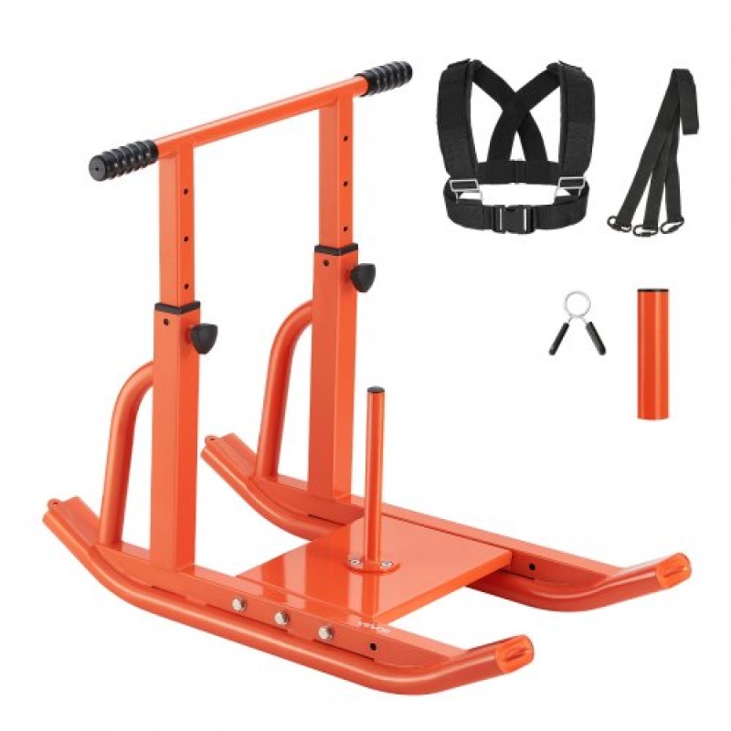 VEVOR Weight Sled, Steel Power Sled, Fitness Training Sleds for Athletic Exercise Improvement Speed, Εξοπλισμός προπόνησης με ρυθμιζόμενη λαβή ύψους, συμβατό με πλάκες βάρους 25/51 mm, πορτοκαλί