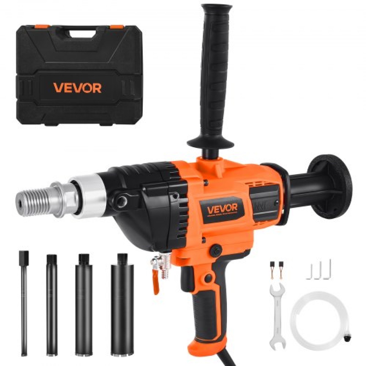 VEVOR Diamond Core Drilling Machine, 20-160 mm Diameter Drilling, Handheld Dry and Wet Concrete Core Drill Rig with 4 Drill Bits, 0-1800RPM Variable Speed, UNC1 1/4-7, for Concrete Brick Stone, 2000W