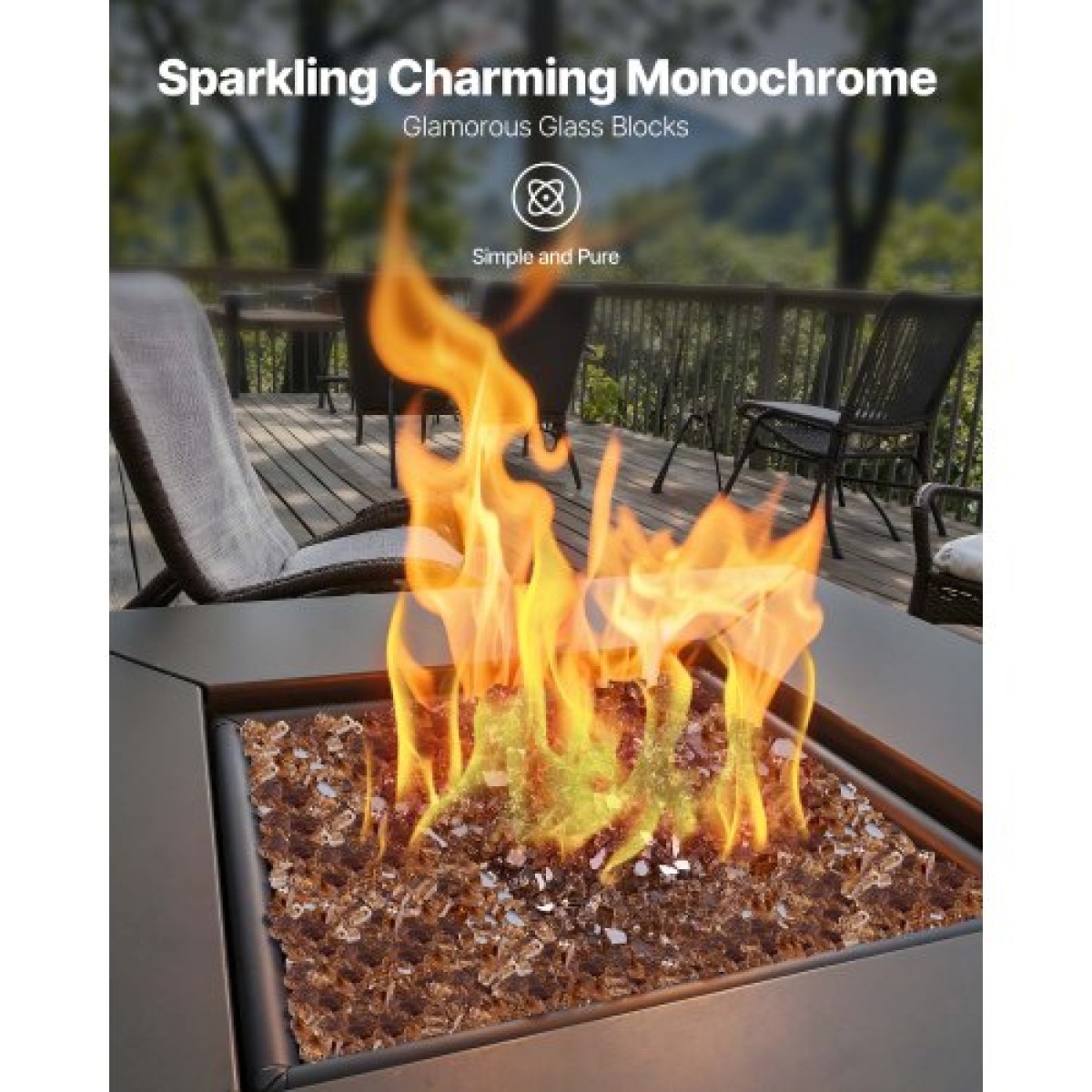 VEVOR Fire Glass, 10 LBS / 4,5 KG Βράχοι τζακιού ανθεκτικοί σε υψηλή θερμοκρασία, 1/4 ίντσας / 6,35 mm Reflective & Smokeless Firepit Glass Rock, High Luster Stone Landscaping for Fire Pit Table, Copper