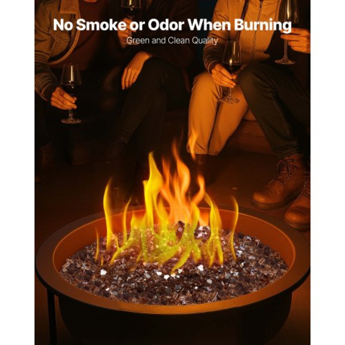 VEVOR Fire Glass, 10 LBS / 4,5 KG Βράχοι τζακιού ανθεκτικοί σε υψηλή θερμοκρασία, 1/4 ίντσας / 6,35 mm Reflective & Smokeless Firepit Glass Rock, High Luster Stone Landscaping for Fire Pit Table, Copper