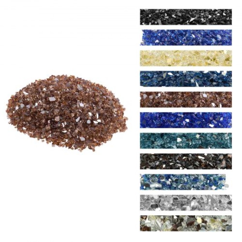 VEVOR Fire Glass, 10 LBS / 4,5 KG Βράχοι τζακιού ανθεκτικοί σε υψηλή θερμοκρασία, 1/4 ίντσας / 6,35 mm Reflective & Smokeless Firepit Glass Rock, High Luster Stone Landscaping for Fire Pit Table, Copper