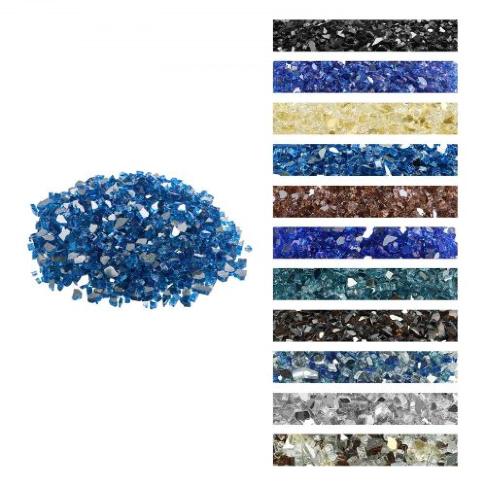 VEVOR Fire Glass, 10LBS / 4,5KG Βράχοι τζακιού ανθεκτικοί σε υψηλή θερμοκρασία, 1/2 ίντσας / 12,7 mm Reflective & Smokeless Firepit Glass Rock, High Luster Stone Landscaping for Fire Pit Table, Pacific Blue