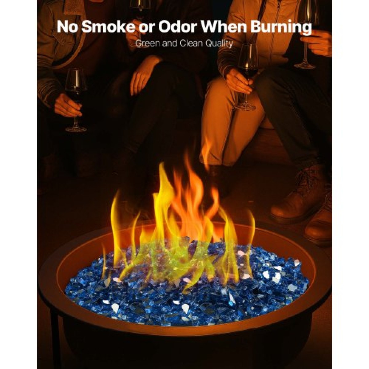 VEVOR Fire Glass, 10LBS / 4,5KG Βράχοι τζακιού ανθεκτικοί σε υψηλή θερμοκρασία, 1/2 ίντσας / 12,7 mm Reflective & Smokeless Firepit Glass Rock, High Luster Stone Landscaping for Fire Pit Table, Pacific Blue