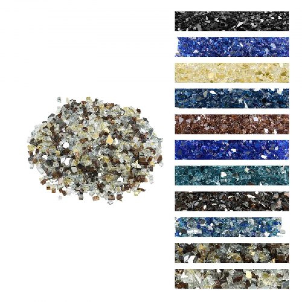 VEVOR Fire Glass, 10 LBS / 4,5 KG Ανθεκτικά σε υψηλές θερμοκρασίες πέτρες τζακιού, 1/2 ίντσας / 12,7 mm Reflektive Firepit Glass Rock, High Luster Stone Landscaping for Fire Pit table, Copper + Clear + Gold