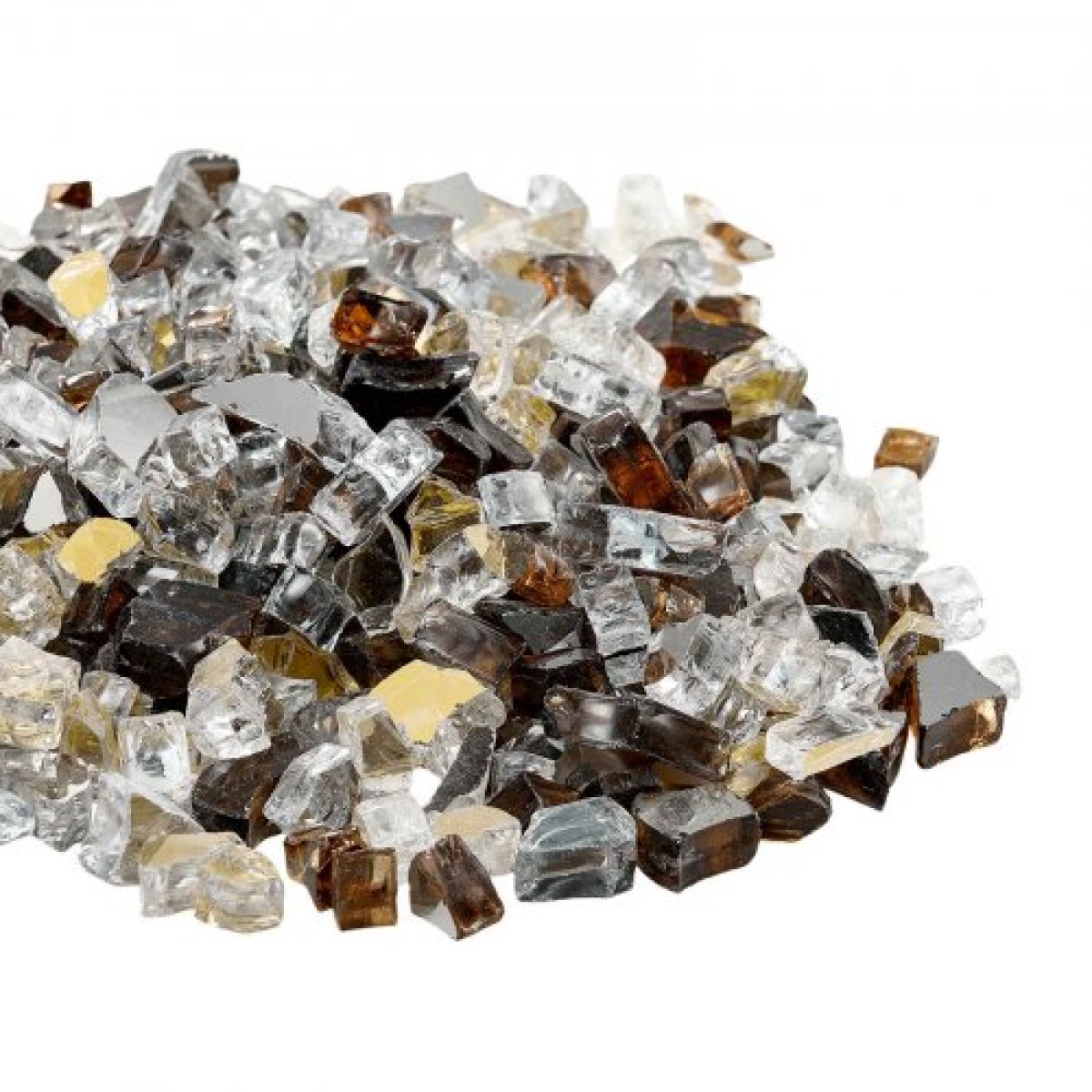 VEVOR Fire Glass, 10 LBS / 4,5 KG Ανθεκτικά σε υψηλές θερμοκρασίες πέτρες τζακιού, 1/2 ίντσας / 12,7 mm Reflektive Firepit Glass Rock, High Luster Stone Landscaping for Fire Pit table, Copper + Clear + Gold